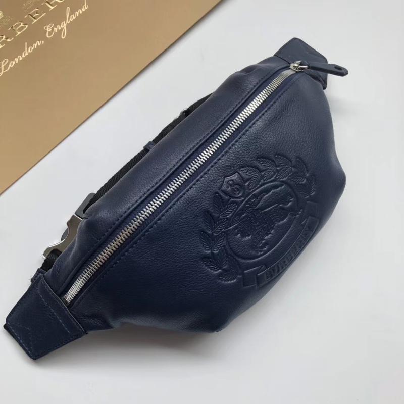Burberry Handbags 80214851 Medium Full Leather Embossed Waistpack Dark Blue